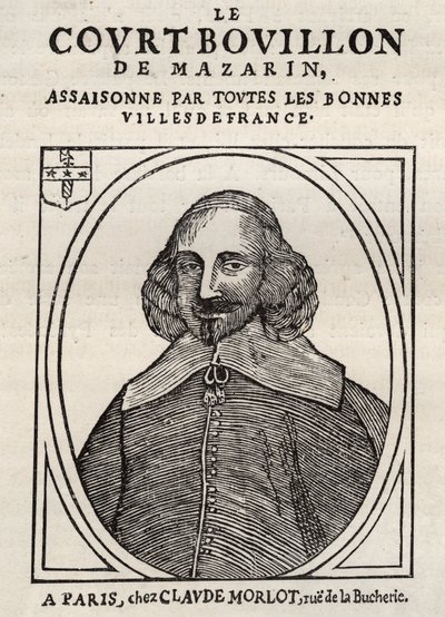 Politiske pjecer Mazarinade (politisk pjece under slyngen), populært billede mod Mazarin om hans pensionering i Bouillon (Le court bouillon de Mazarin). Privat samling. af Anonymous Anonymous