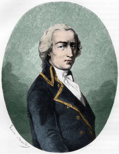 Portræt af ARMAND LOUIS af GONTAUT BIRON, DUC DE LAUZUN, fransk soldat - Portræt af Armand-Louis de Gontaut Biron hertug af Lauzun (Biron-Lauzun) (1758-1793) - Indgravering af 1863 i "Le Livre Rouge - Histoire De L