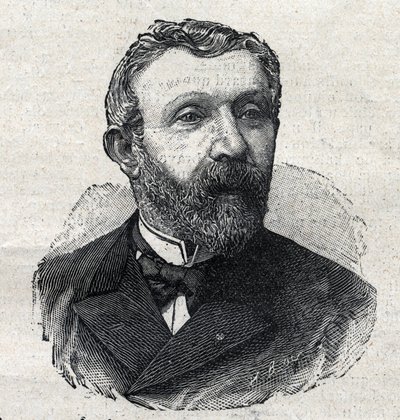 Portræt af Alfred Mezieres (1826-1915), fransk litteraturhistoriker, journalist og politiker. Indgravering i "Le Petit Parisien" af Anonymous Anonymous