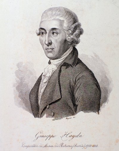 Portræt af den østrigske komponist Joseph Haydn (1732-1809) Indgravering. 1800-tallets privatsamling af Anonymous Anonymous