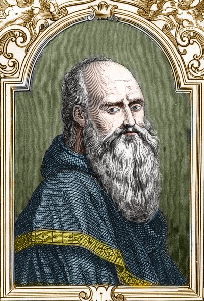 Portræt af Bernardino de Scapis kaldet Bernardino Luini (1481-1532) italiensk maler. Gravering af 1859 i “” Europas gallerier - Italien ”” af Armengaud. Privat samling. af Anonymous Anonymous