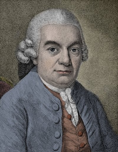 Portræt af Carl Philipp Emanuel Bach (Emmanuel) (1714 - 1788), tysk komponist (stik) af Anonymous Anonymous