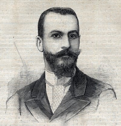 Portræt af Casimir Maistre (1867-1957), fransk opdagelsesrejsende i Afrika. Gravering i "" Le Peute Parisien"" af Anonymous Anonymous