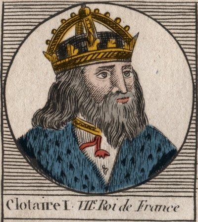 Portræt af Clothaire I (497 - 561), konge af Neustrien og konge af frankerne - Clothar I, konge af frankerne - gravering fra "Instruction sur l