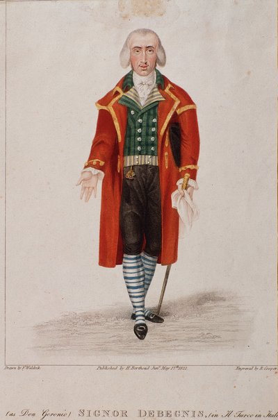 Portræt af Don Geronio fortolket af Dennis, karakter fra Tyrken i Italien, opera af Gioachino Rossini af Anonymous Anonymous
