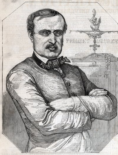 Portræt af Francois-Desire Froment-Meurice (Francois Desire Froment Meurice) (1802-1855) Fransk guldfisk. Stik fra 1855. Privat samling. af Anonymous Anonymous