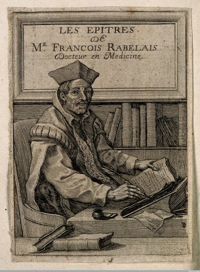 Portræt af Francois Rabelais (1494-1553), Anonym. Kobberstik af Anonymous Anonymous