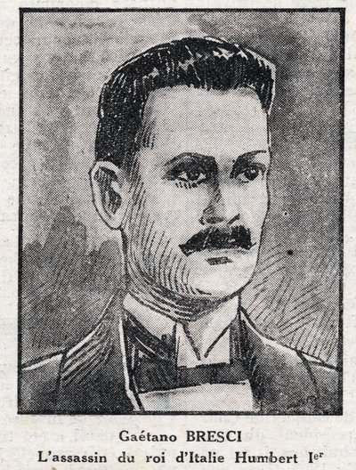 Portræt af Gaetano Bresci (1869-1901), italiensk anarkist, der myrdede kong Humbert 1. (Umberto I. af Anonymous Anonymous