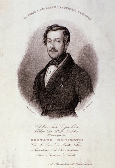 Portræt af Gaetano Donizetti (gravering) af Anonymous Anonymous
