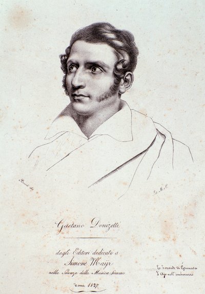 Portræt af Gaetano Donizetti (gravering af Anonymous Anonymous