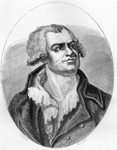 Portræt af Georges Danton (1759 - 1794) taler og politiker - Indgravering af 1863 i "Den røde bog - Histoire De L