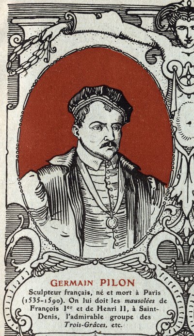 Portræt af Germain Pilon (1535-1590), fransk billedhugger. Stik fra 1914. Privat samling. af Anonymous Anonymous