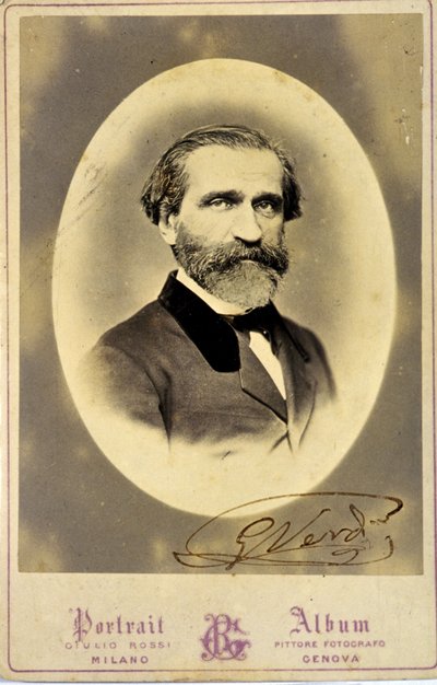 Portræt af Giuseppe Verdi (1813-1901), italiensk komponist. ca. 1850.Privat samling.Milan af Anonymous Anonymous