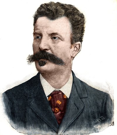 Portræt af Guy de Maupassant (1850-1893) fransk forfatter. Gravering i "" Le Peute Parisien"" af Anonymous Anonymous