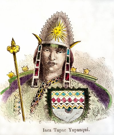Portræt af inkakejser Tupac Yupanqui (gravid fra 1471-1493). 1800-tals gravering Privat samling af Anonymous Anonymous