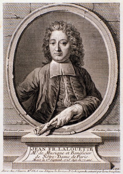 Portræt af Jean Francois Lalouette (1651-1728) engelsk komponist og instruktør Gravering. 1700-tallet. Milanesisk privat samling af Anonymous Anonymous