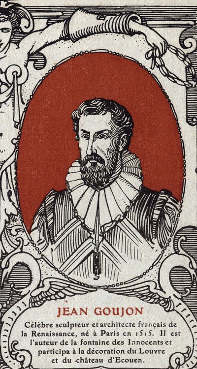 Portræt af Jean Goujon (1510-1567), fransk billedhugger og arkitekt. Stik fra 1914. Privat samling. af Anonymous Anonymous