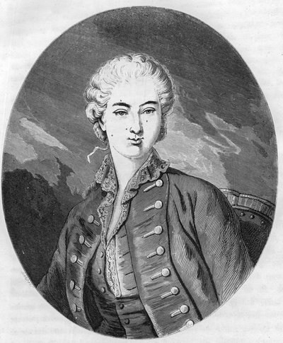 Portræt af Jeanne Becu, grevinde (eller madame) du Barry (1743-1793), sidste elskerinde til Ludvig XV - Indgravering fra 1863 i "" Le Livre Rouge - Histoire De L
