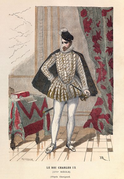 Portræt af kong Charles IX (1550 - 1574) - Portræt af kong Charles IX - privat samling af Anonymous Anonymous