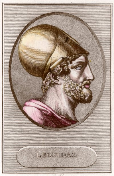 Portræt af Leonidas 1., konge af Sparta fra - 491 a - 480. Stik. Privat samling. af Anonymous Anonymous