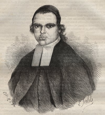 Portræt af Louis Bonafous, i religionen bror Leotade, anklaget for voldtægt og mord. Han døde i Toulon Bagne den 27. Jan. 1850. Indgravering i "Fangernes historie fra deres skabelse til i dag"" (1877) af Pierre Zaccone (1817-1895) (Colonia Penale - Pe af Anonymous Anonymous