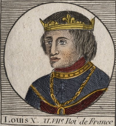 Portræt af Louis X le Hutin (1289 - 1316), konge af Frankrig - Ludvig X (1289-1316) den stædige, konge af Frankrig og Navarra - gravering fra "" Instruction sur l