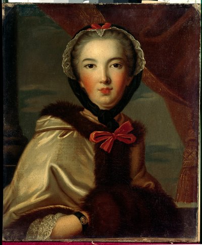 Portræt af Louise Henriette de Bourbon Conti, Mademoiselle de Conti, hertuginde af Orleans (1752-1759) Anonymt maleri fra det 18. århundrede. Svag. 0,7x0,6 m Versailles, musee du chateau. af Anonymous Anonymous