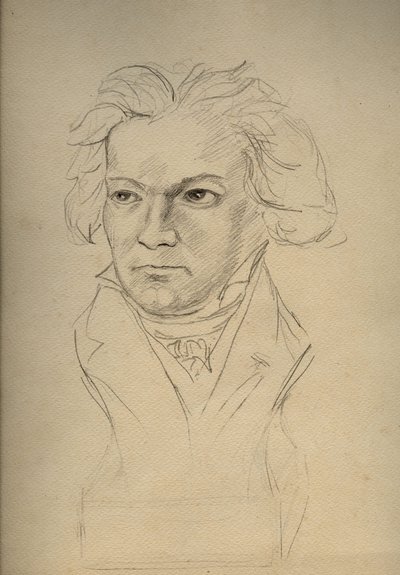 Portræt af Ludwig van Beethoven (1770-1827) tysk komponist - anonym tegning fra begyndelsen af det 20. århundrede - Privat samling - af Anonymous Anonymous