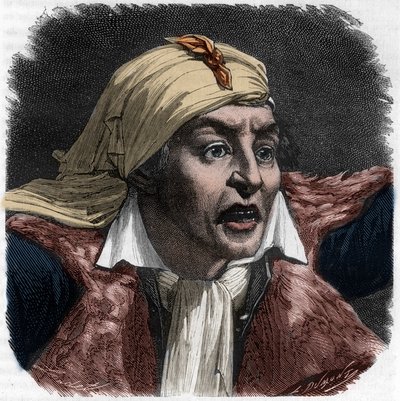 Portræt af Marat (1743-1793) - portræt af Jean-Paul (Jean Paul) Marat (1743-1793) politiker, fransk journalist - Indgravering i "Histoire des Girondins" af Alphonse de Lamartine (1790-1869) 1865-1866 - Privat kollektion af Anonymous Anonymous
