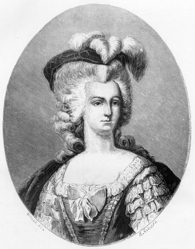 Portræt af Marie Antoinette (1755-1793), Dronning af Frankrig - Indgravering af 1863 i "Le Livre Rouge - Histoire De L
