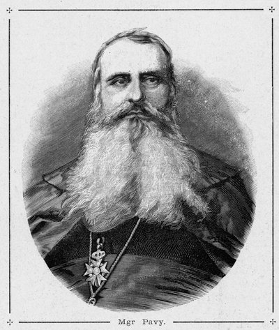 Portræt af Monsignor Louis-Antoine-Augustin (Louis Antoine Augustin) Pavy (1805-1866), biskop af Algier. Indgravering i "The Catholic Missions in the XIXth Century"" af Louis-Eugene (Louis Eugene) Louvet. privat samling. af Anonymous Anonymous