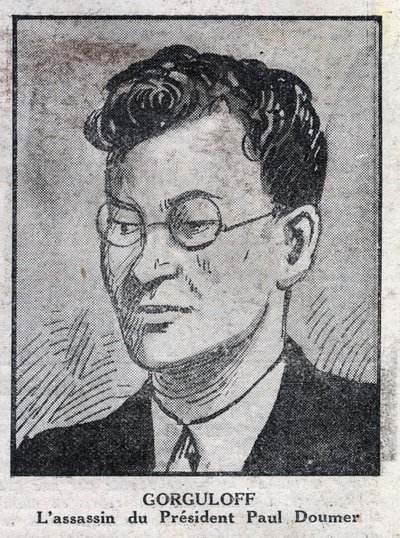 Portræt af Paul Gorgulov eller Gorguloff (1895-1932), snigmorder på den franske præsident Paul Doumer (1857-1932). Indgravering i "" L
