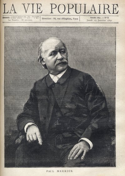 Portræt af Paul Meurice (1818-1905), fransk forfatter. Indgravering i "Populært liv"" af Anonymous Anonymous