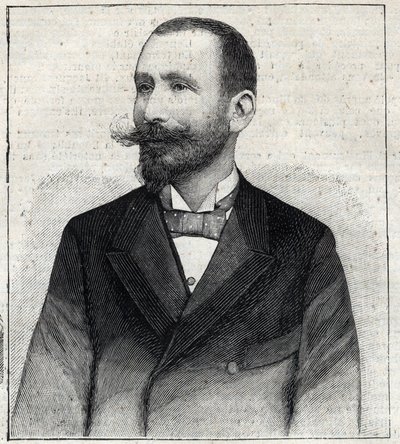 Portræt af Pierre Sales (1854? -1921?), en fransk forfatter. Gravering i "" Le Petro Parisien"" af Anonymous Anonymous