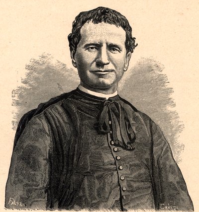Portræt af Saint John Bosco eller Don Bosco (Giovanni Melchior Bosco) (1815-1888) 1800-tallet (gravering) af Anonymous Anonymous