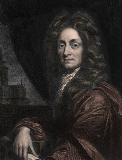 Portræt af Sir Christopher Wren, engelsk arkitekt (1632-1723). af Anonymous Anonymous