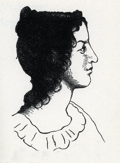 Portræt af den britiske forfatter Emily Bronte (1818-1848) (gravering fra "Les Hauts de Hurlevent") af Anonymous Anonymous
