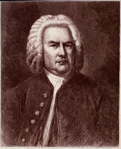 Portræt af den tyske komponist Johann Sebastian Bach (gravering. 1800-tallet) af Anonymous Anonymous