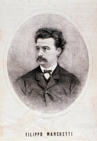 Portræt af den italienske komponist Filippo Marchetti (1831-1902) Indgravering. 19. århundrede. Milanesisk privat samling af Anonymous Anonymous