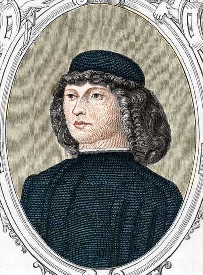 Portræt af den italienske maler Giovanni Bellini sagde il Giambellino (1425/1433-1516), gravering af 1859 i "" gallerierne i Europa - Italien "" af Armandaud. Privat samling. af Anonymous Anonymous
