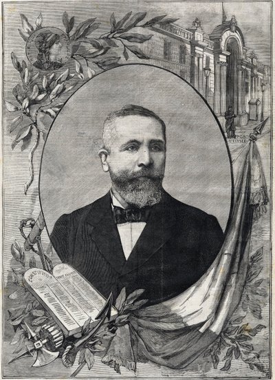 Portræt af den nye franske præsident Emile Loubet (1838-1929) valgt den 18. februar 1899. Indgravering. I "Den lille pariser" af Anonymous Anonymous