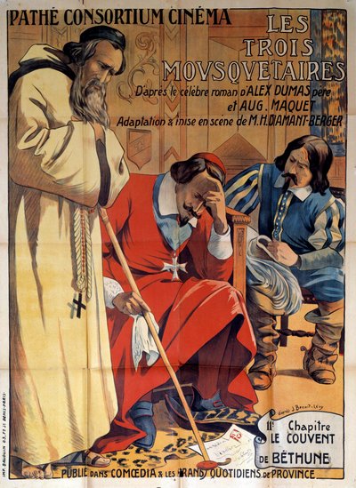 Plakat af stykket "The Convent of Bethune"" tilpasset fra et kapitel af "The Three Musketeers"" af Alexandre Dumas 1920 i Pathe Consortium Cinema, Privat Samling - Plakat af stykket i Pathe Constrtium Cinema "" The Convent of Bethune" ” tilpasset fr af Anonymous Anonymous