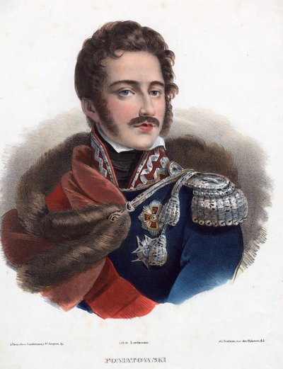 Prins Jozef Poniatowski - Anonym - 1835 - Litografi, akvarel - 32x24 - Privat samling af Anonymous Anonymous
