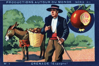 Produktioner over hele verden: Granada i Spanien. Chromolithography fra 1933 i "" Joseph-Milliat Album"" af Anonymous Anonymous