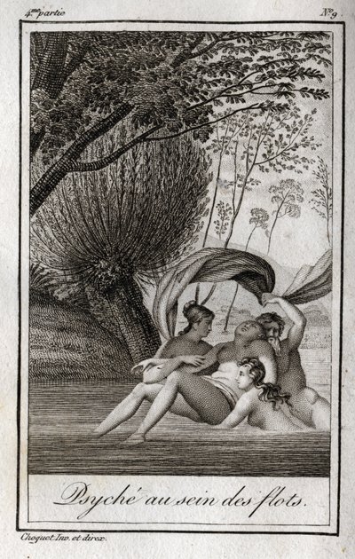 Psyke i bølgerne. Stik fra 1819 i "Lettres a Emilie sur la mythologie" af Charles Albert Demoustier (1760-1801). Privat samling. af Anonymous Anonymous
