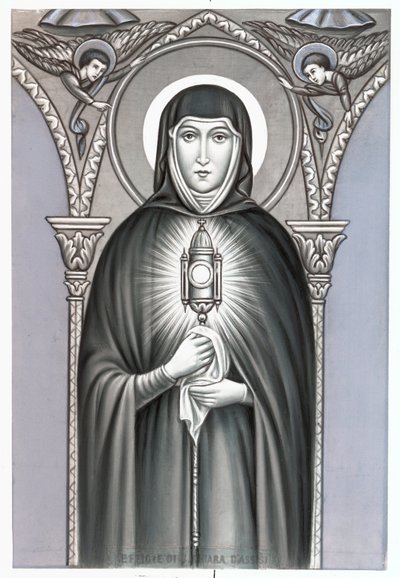 Repræsentation af Saint Claire (Chiara) af Assisi (ca. 1192-1253), grundlæggeren af den religiøse orden af Clares Fromme billede. Debut af det 20. århundredes privatsamling af Anonymous Anonymous