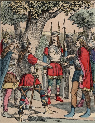 Repræsentation af Vercingetorix (ca. 80-c. 46 f.Kr.) kriger og gallisk leder af Arvernes-stammen valgt af sit folk til at lede krigen mod romerne” (Portræt af Vercingetorix (82 f.Kr.-46 f.Kr.) høvding for Arverni-stammen, udvalgt af sit folk til at lede af Anonymous Anonymous