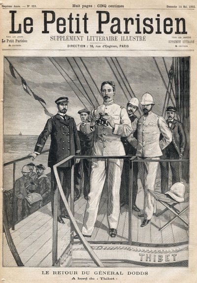 General Alfred Dodds (1842-1922) tilbage fra Dahomet-ekspeditionen ombord på Thibet. En af avisen "Le Petit Parisien" den 14/05/1893. af Anonymous Anonymous