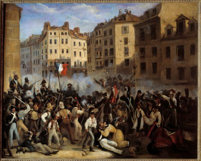 Revolution af 1830 - "" Charteret eller døden"" (slaget den 28. juli, sandsynligvis rue Saint-Antoine) - "" Episode af julidagene 1830"". Revolution af 1830. Anonymt maleri af Anonymous Anonymous