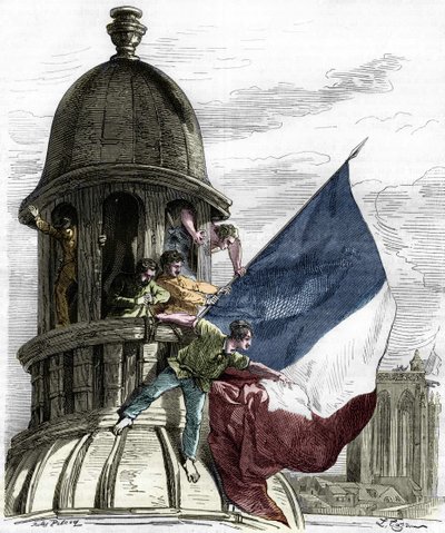 Revolution af 1830: det trefarvede flag på rådhuset. af Anonymous Anonymous